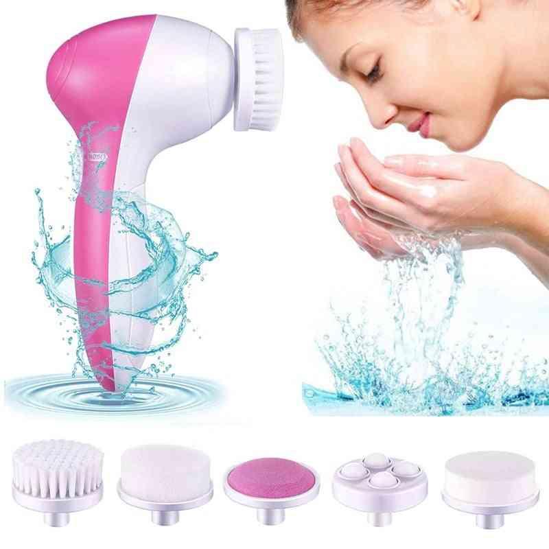 5 in 1 Portable Electric Facial Cleaner Battery Powered Multifunction Massager